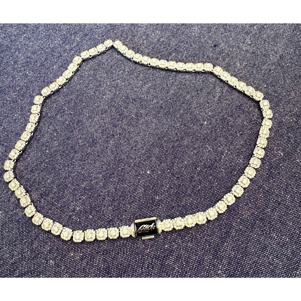 Men's GLD Micro Clustered Tennis Necklace in White Gold